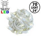 Commercial Grade Wide Angle 70 LED Warm White 24' Long on White Wire