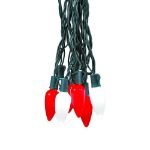 25 Red & Pure White Ceramic LED C9 Pre-Lamped String Lights Green Wire