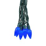 25 Blue Ceramic LED C9 Pre-Lamped String Lights Green Wire