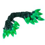 25 Green Ceramic LED C9 Pre-Lamped String Lights Green Wire