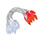 25 Red & Pure White Ceramic LED C9 Pre-Lamped String Lights White Wire