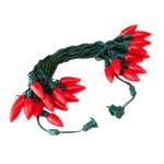 25 Red Ceramic LED C9 Pre-Lamped String Lights Green Wire