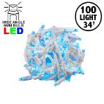 Commercial Grade Wide Angle 100 LED Teal 34' Long White Wire