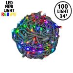 100 RGB + Warm White LED 4" Spacing Green Wire Coaxial w/o Power Supply & Remote