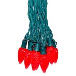 25 Red C9 LED Pre-Lamped String Lights Green Wire