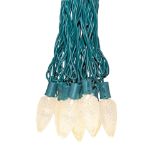 25 Warm White LED C9 Pre-Lamped String Lights Green Wire