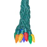 25 Multi-Colored LED C9 Pre-Lamped String Lights Green Wire