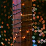 Commercial Grade Wide Angle 50 LED Amber 25' Long on Green Wire