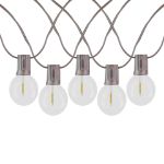 25 LED Filament G40 Globe String Light Set with Warm White Bulbs on Brown Wire
