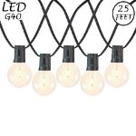 25 LED Filament G40 Globe String Light Set with Warm White Bulbs on Black Wire