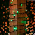 Commercial Grade Wide Angle 100 LED Green 34' Long Black Wire