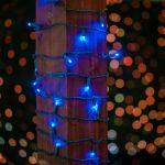 Commercial Grade Wide Angle 100 LED Blue 34' Long on Green Wire