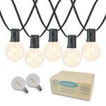 25 LED Filament G40 Globe String Light Set with Warm White Bulbs on Black Wire