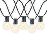 50 LED Filament G40 Globe String Light Set with Warm White Bulbs on Black Wire