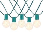 50 LED Filament G40 Globe String Light Set with Warm White Bulbs on Green Wire