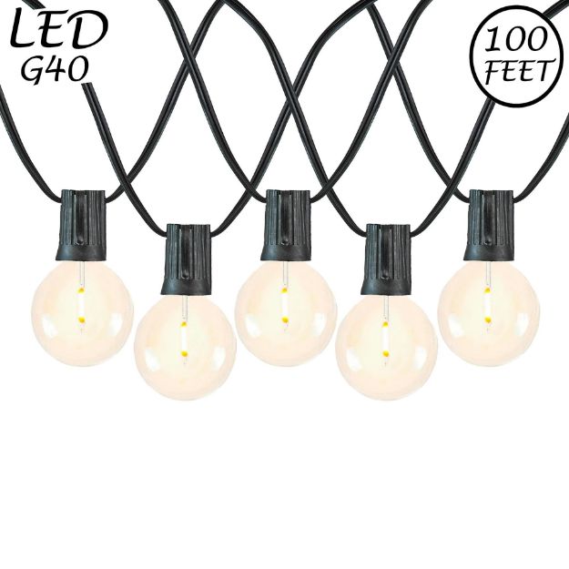 67 LED Filament G40 Globe String Light Set with Warm White Bulbs on Black Wire