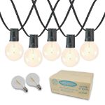67 LED Filament G40 Globe String Light Set with Warm White Bulbs on Black Wire