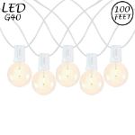67 LED Filament G40 Globe String Light Set with Warm White Bulbs on White Wire