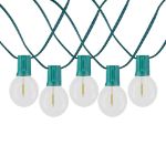 25 LED Filament G50 Globe String Light Set with Warm White Bulbs on Green Wire