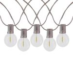 50 LED Filament G50 Globe String Light Set with Warm White Bulbs on Brown Wire