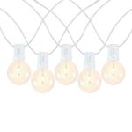 50 LED Filament G50 Globe String Light Set with Warm White Bulbs on White Wire