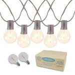 67 LED Filament G50 Globe String Light Set with Warm White Bulbs on Brown Wire