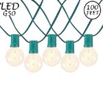 67 LED Filament G50 Globe String Light Set with Warm White Bulbs on Green Wire