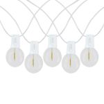 67 LED Filament G50 Globe String Light Set with Warm White Bulbs on White Wire
