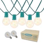50 LED Filament G50 Globe String Light Set with Warm White Bulbs on Green Wire