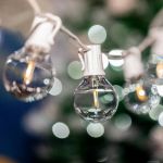 50 LED Filament G40 Globe String Light Set with Warm White Bulbs on White Wire