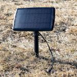 25 Solar LED Filament G40 Globe String Light Set with Warm White Bulbs on Black Wire