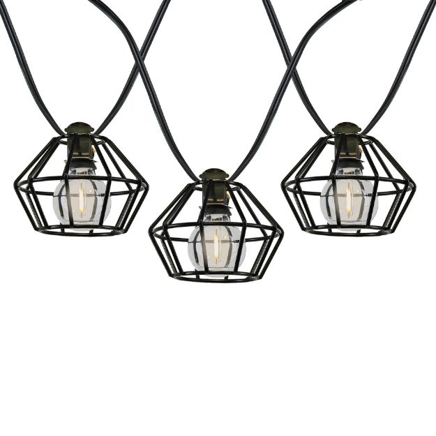 10 Cafe Cage Lamp Shade LED Filament G40 Globe String Light Set with Warm White Bulbs