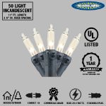 Black Wire Clear Christmas Mini Lights 50 Light 11 Feet Long