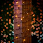 Commercial Grade Wide Angle 50 LED Yellow 25' Long on Brown Wire