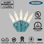 Non Connectable Clear Green Wire Mini Lights 20 Light 8.5' 
