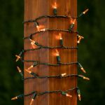 35 Light Traditional T5 Amber Orange LED Mini Lights Green Wire