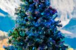 Commercial Grade Wide Angle 100 LED Teal 34' Long on Green Wire