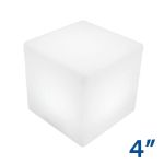 4 Inch Plastic LED Cube, RGBW, Rechargeable, Waterproof, Remote Controlled