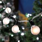 25 G40 Globe String Light Set with Frosted White Bulbs on Black Wire