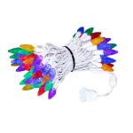Rainbow 70 LED C6 Strawberry Mini Lights Commercial Grade on White Wire