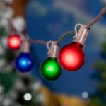 100 G40 Globe String Light Set with Multi Colored Bulbs on Brown Wire