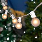 100 G40 Globe String Light Set with Frosted White Bulbs on White Wire