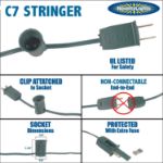 C7 100' String on Green Wire, 100 Sockets