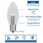 Warm White Smooth Glass C9 LED Bulbs - 25pk