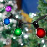 25 G40 Globe String Light Set with Multi Colored Satin Bulbs on Black Wire