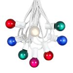 25 G30 Globe Light String Set with Multi Satin Bulbs on White Wire