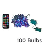 100 LED RGB Wide Angle Mini Light Set Green Wire w/Multi-Function Remote