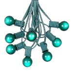 25 G30 Globe Light String Set with Green Satin Bulbs on Green Wire