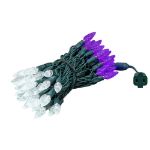 Purple and Pure White 70 LED C6 Strawberry Mini Lights Commercial Grade Green Wire