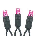 50 LED Pink LED Christmas Lights 11' Long on Black Wire